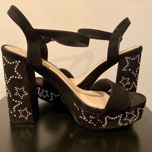Star Studded Chunky High Heels Platform Sandals